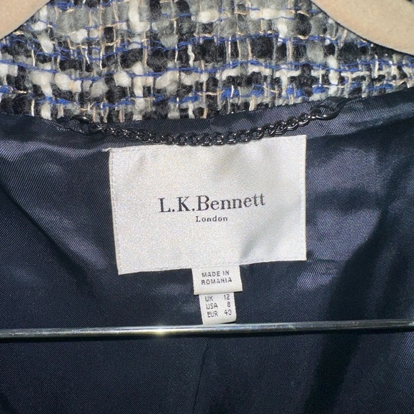 LK Bennett Navy and White Tweed Blazer - Picture 2 of 4